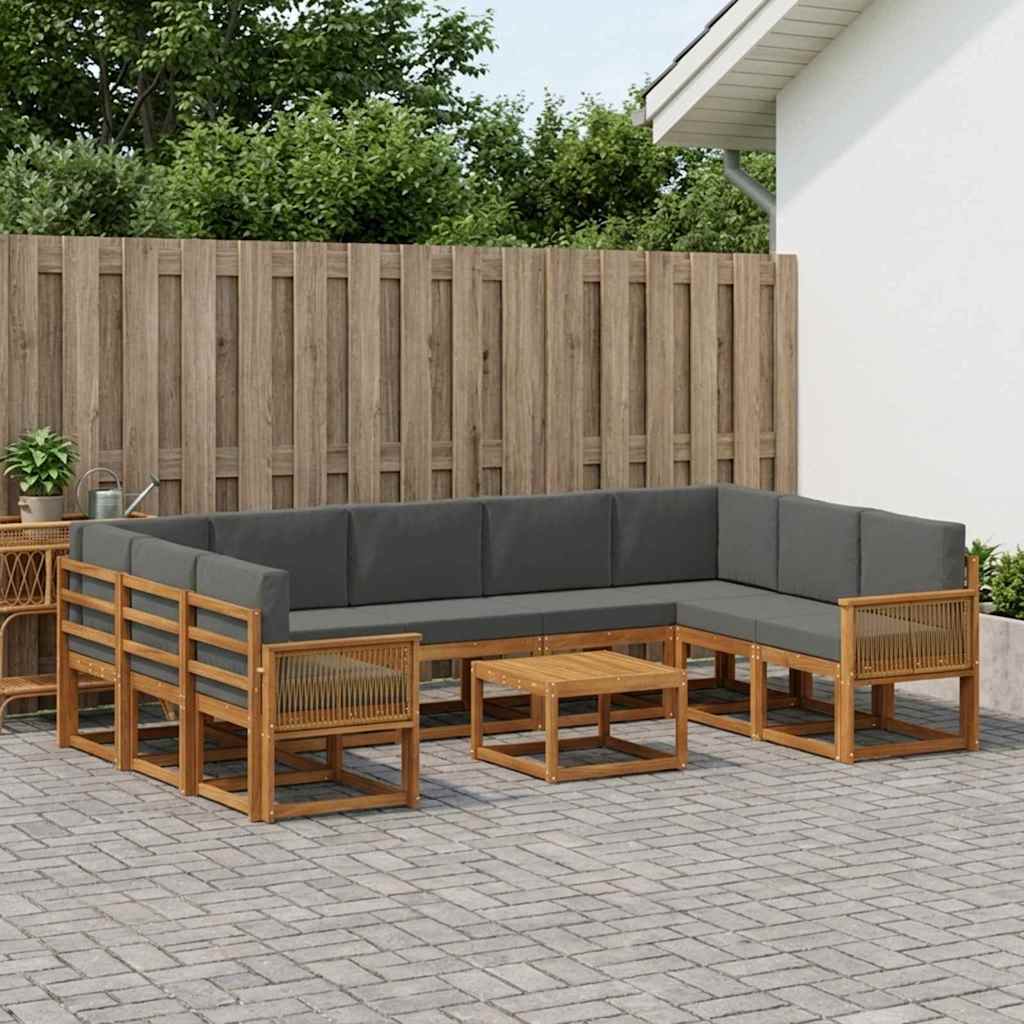 Set vanjskih sofa 10 kom. Prirodna i antracit