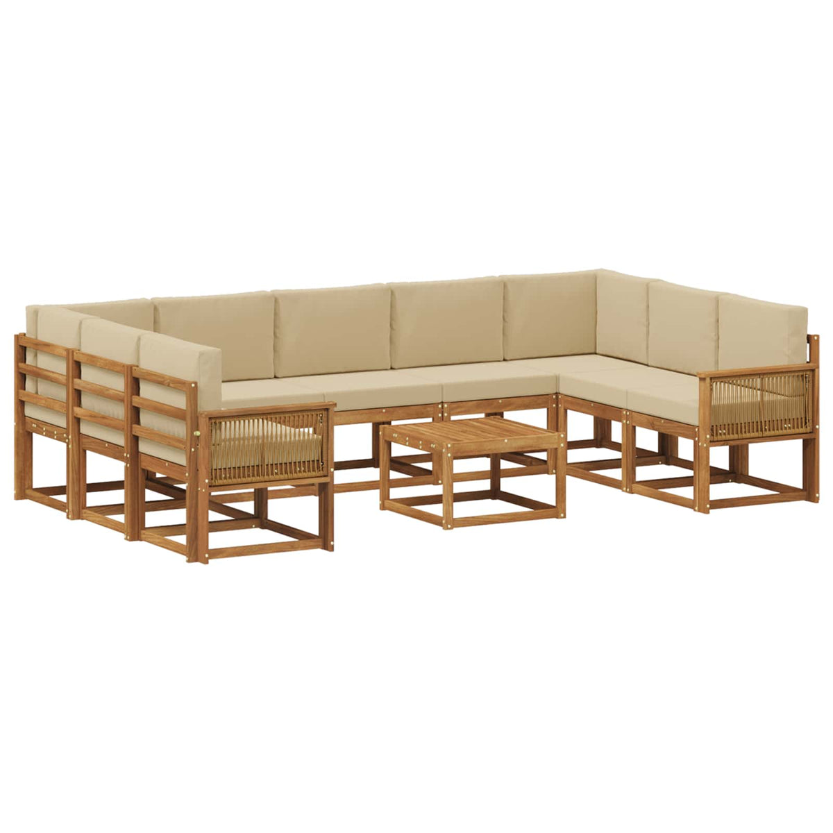 Set vanjskih sofa 10 kom. Prirodna i bež