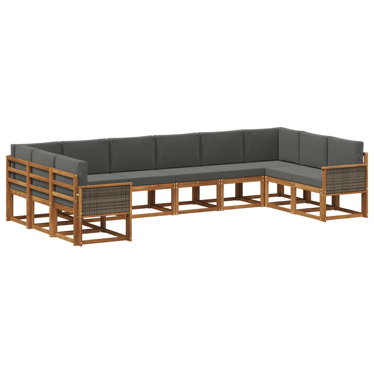Set vanjskih sofa 10 kom. Prirodna i antracit