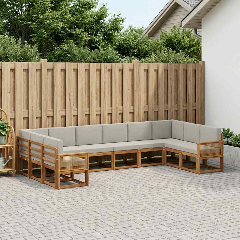 Set vanjskih sofa 10 kom. Prirodna i svjetlosiva