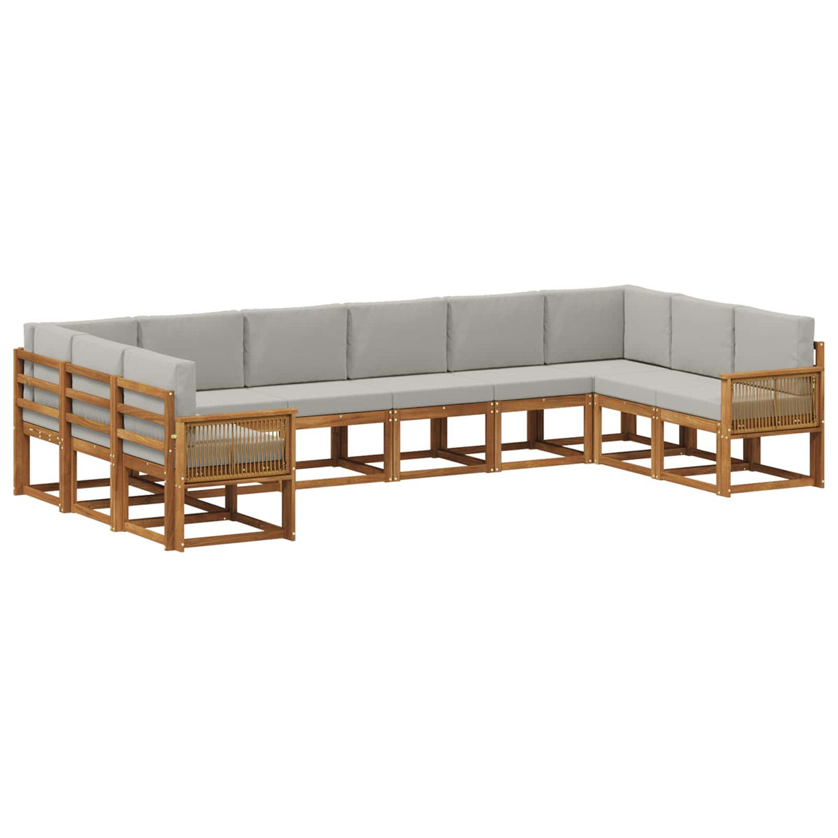 Set vanjskih sofa 10 kom. Prirodna i svjetlosiva