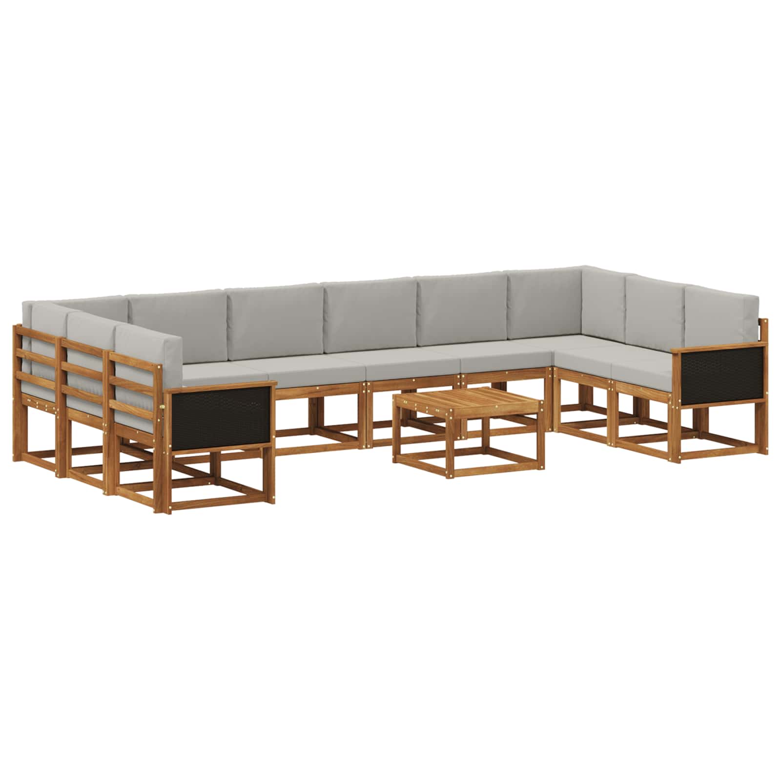 Set vanjskih sofa s jastukom 11 pcs Prirodna i svjetlosiva
