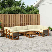 Set vanjskih sofa 11 kom. Prirodna i krem Čvrsto drvo akacije