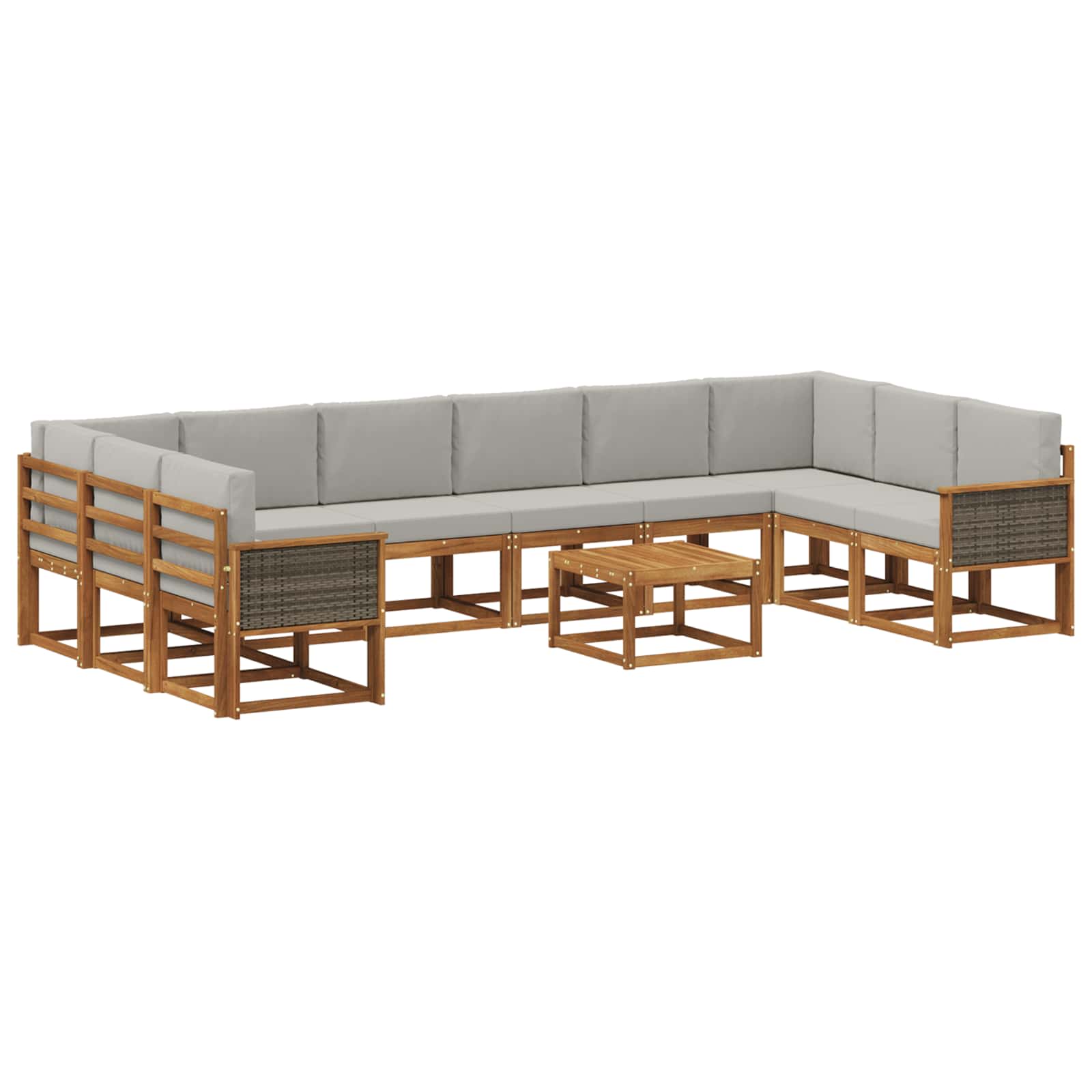 Set vanjskih sofa s jastukom 11 pcs Prirodna i svjetlosiva