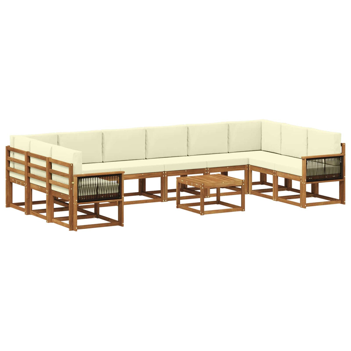 Set vanjskih sofa 11 kom. Prirodna i krem Čvrsto drvo akacije