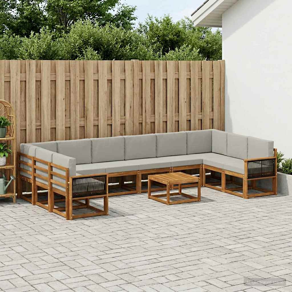 Set vanjskih sofa s jastukom 11 pcs Prirodna i svjetlosiva