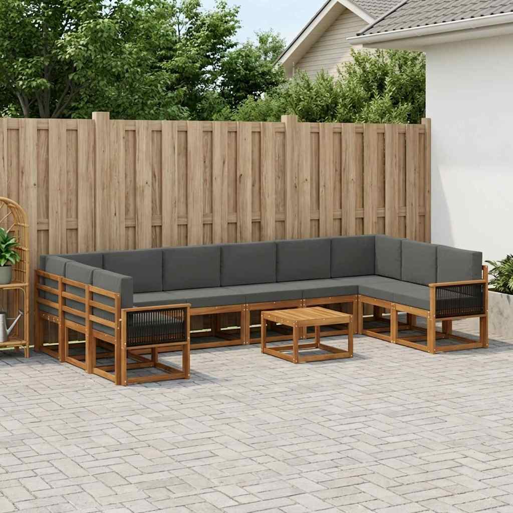 Set vanjskih sofa 11 kom. Prirodna i antracit