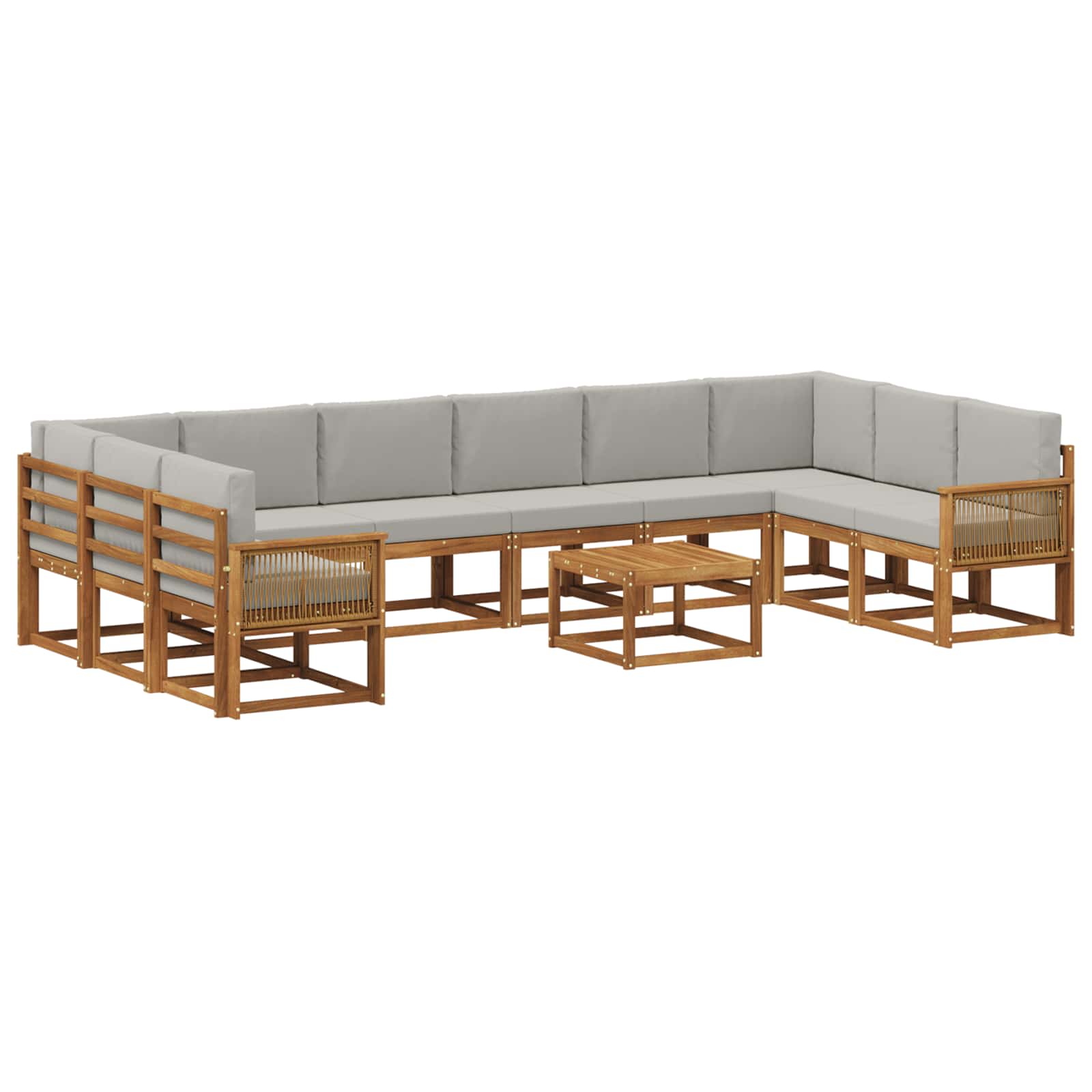 Set vanjskih sofa s jastukom 11 pcs Prirodna i svjetlosiva