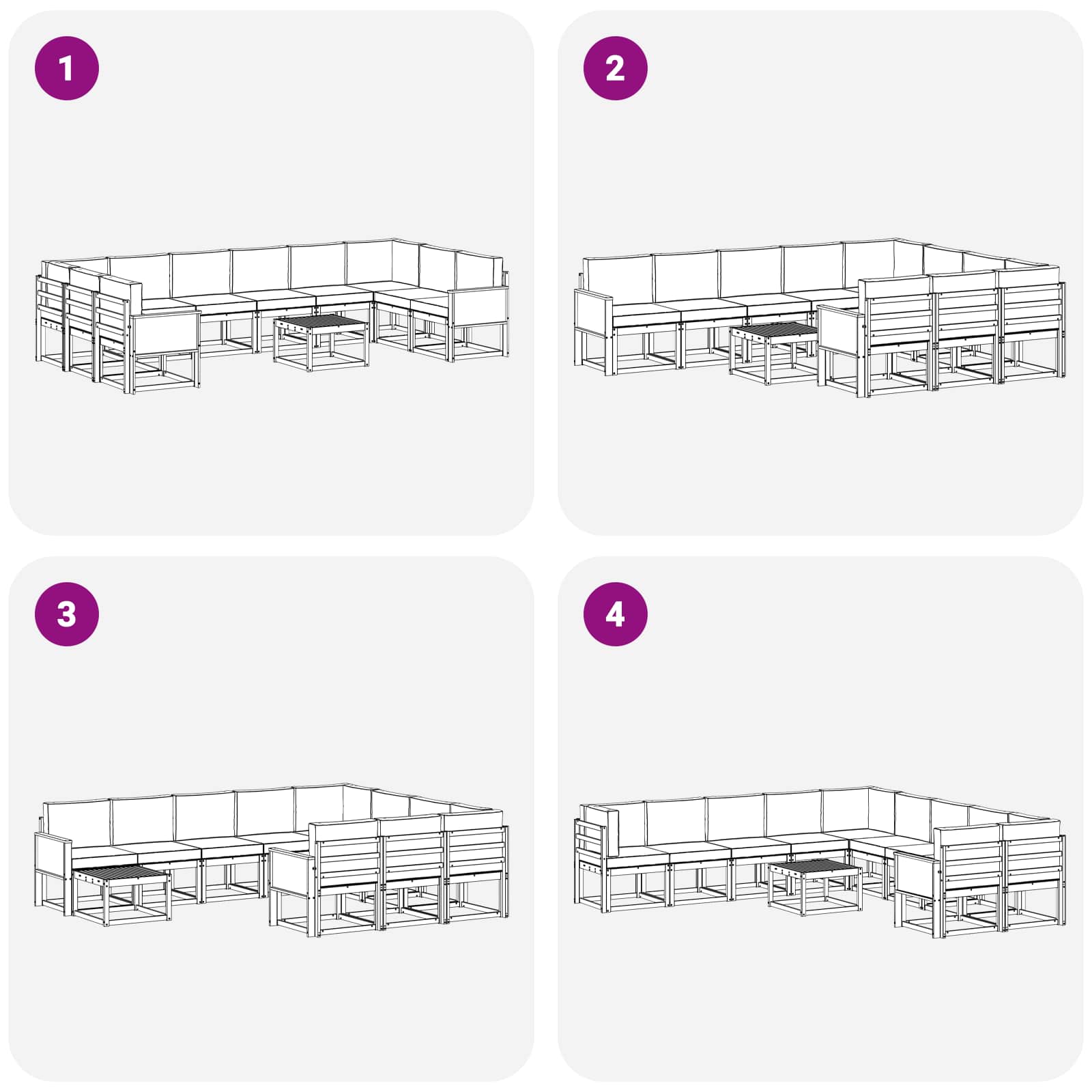 Set vanjskih sofa s jastukom 11 pcs Prirodna i svjetlosiva