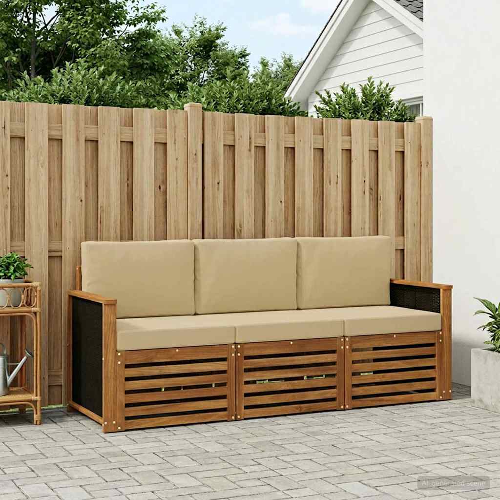 Setovi sofa s jastukom 3 pcs Čvrsto drvo akacije