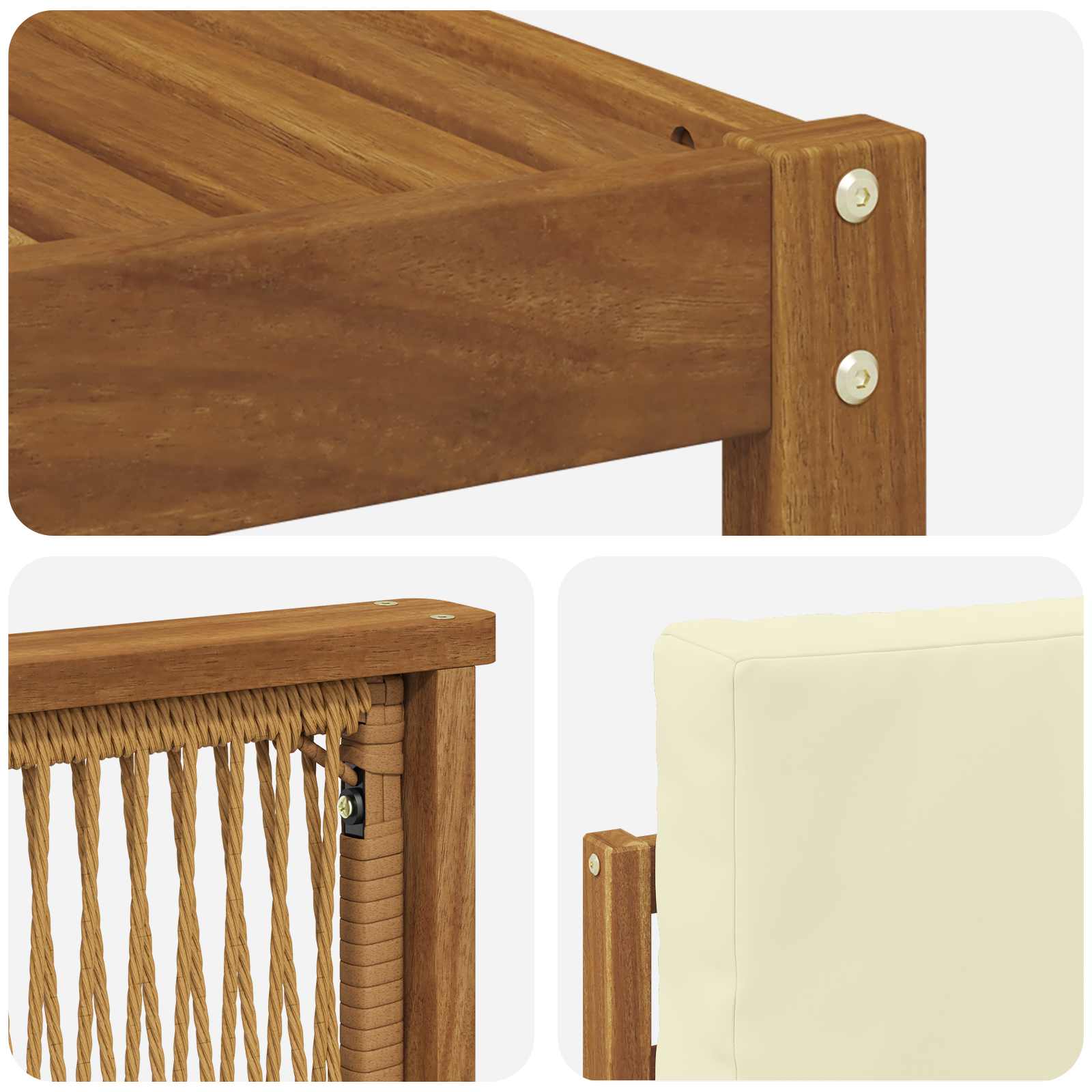 Set vanjskih sofa 5 pcs Prirodna i krem Čvrsto drvo akacije