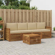 Set vanjskih sofa 5 kom. Prirodna i bež Čvrsto drvo akacije