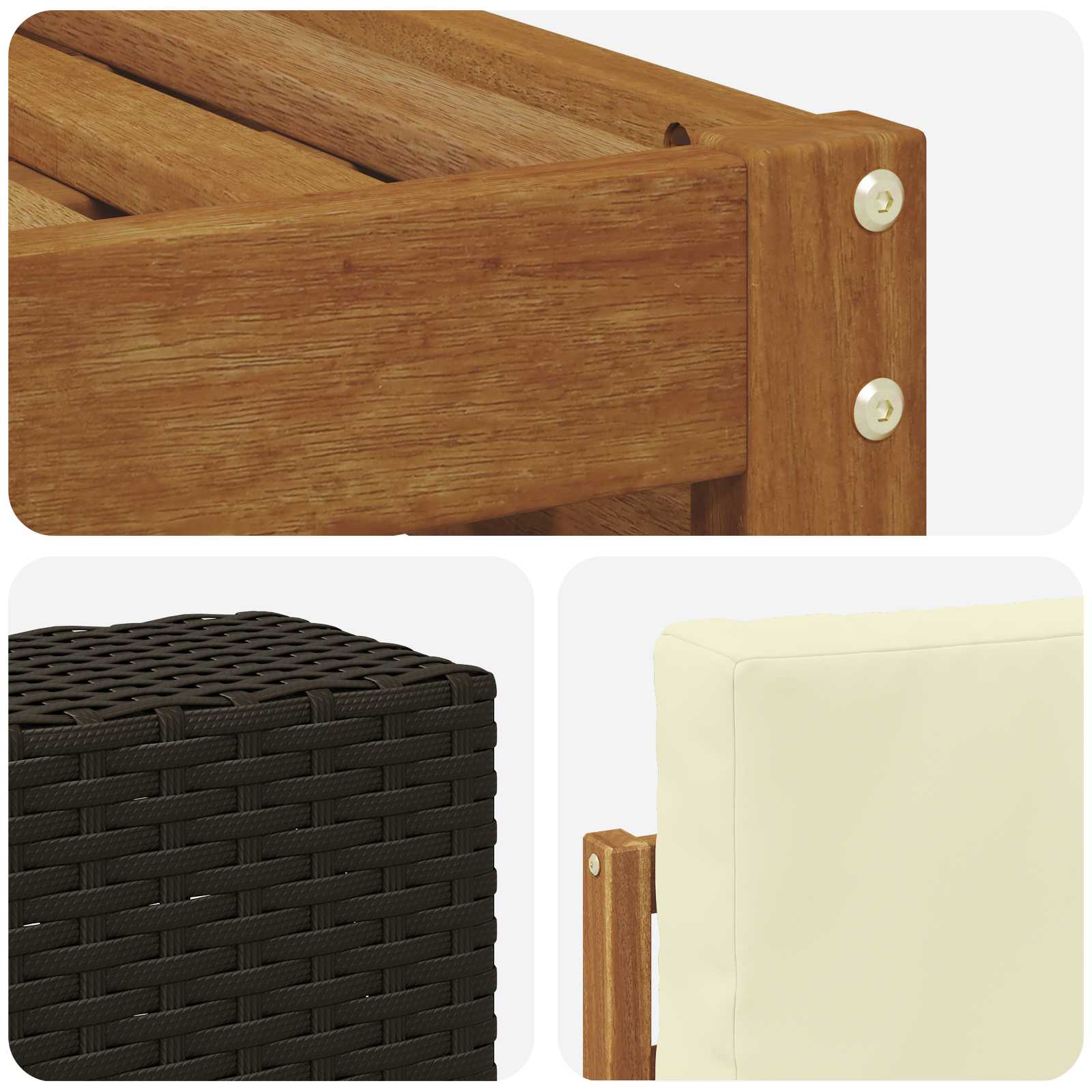 Set vanjskih sofa 5 pcs Prirodna i krem Čvrsto drvo akacije