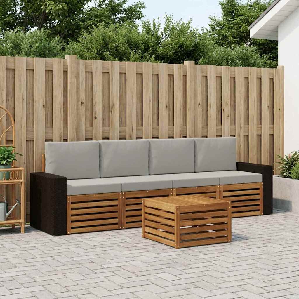 Set vanjskih sofa 5 kom. Prirodna i svjetlosiva