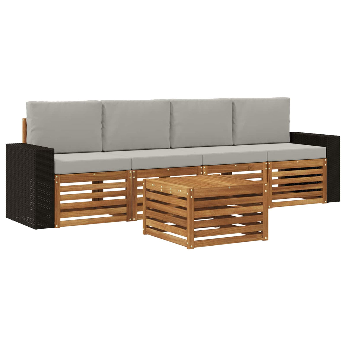 Set vanjskih sofa 5 kom. Prirodna i svjetlosiva