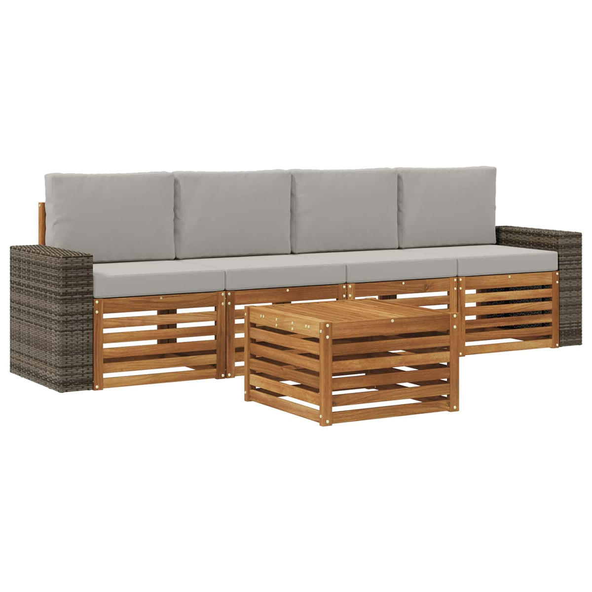 Set vanjskih sofa 5 kom. Prirodna i svjetlosiva