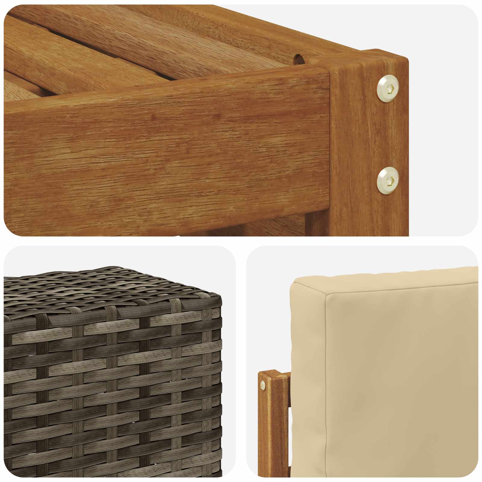 Set vanjskih sofa 5 pcs Prirodna i bež Čvrsto drvo akacije