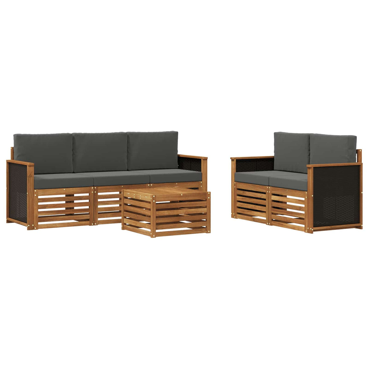 Set vanjskih sofa 6 kom. Prirodna i antracit