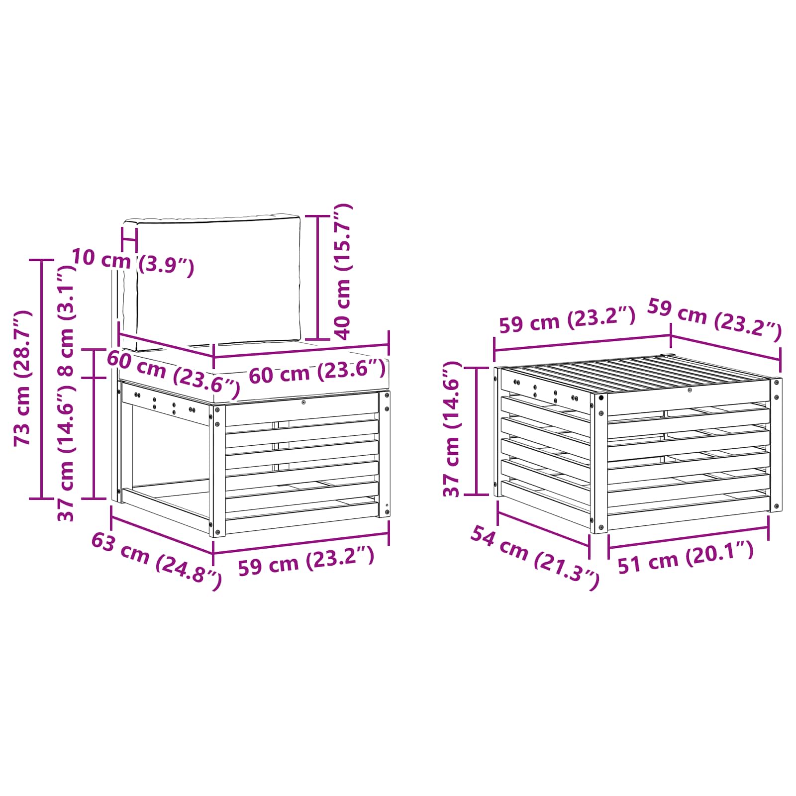 Setovi sofa 6 pcs Čvrsto drvo akacije