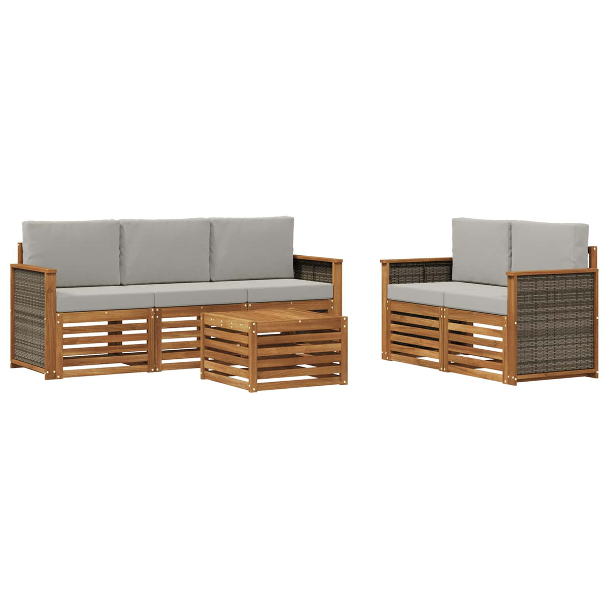 Set vanjskih sofa 6 kom. Prirodna i svjetlosiva