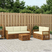 Set vanjskih sofa 6 kom. Prirodna i krem Čvrsto drvo akacije