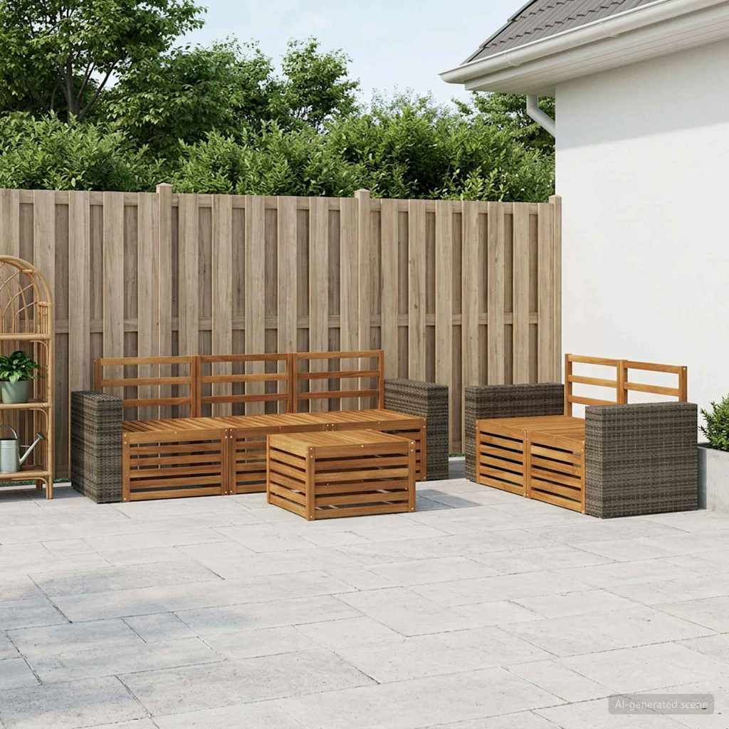 Set vanjskih sofa 6 kom. Prirodna Čvrsto drvo akacije