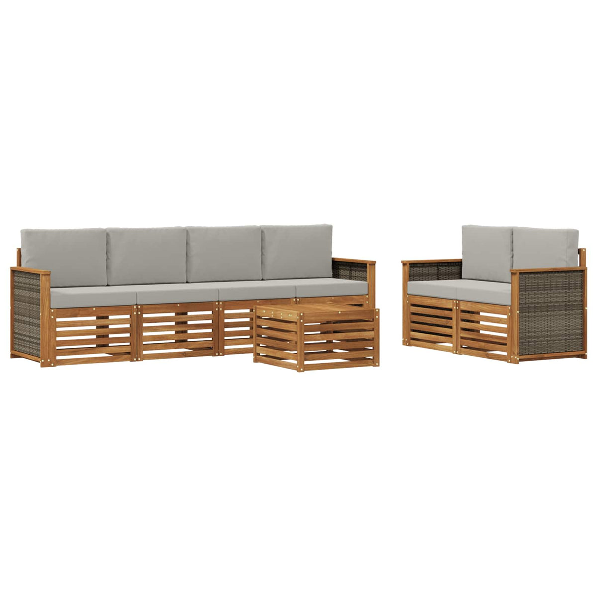 Set vanjskih sofa 7 kom. Prirodna i svjetlosiva