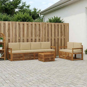 Set vanjskih sofa 7 kom. Prirodna i bež Čvrsto drvo akacije