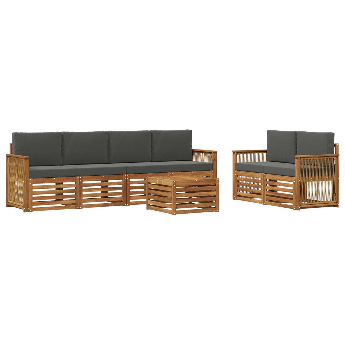 Set vanjskih sofa 7 kom. Prirodna i antracit