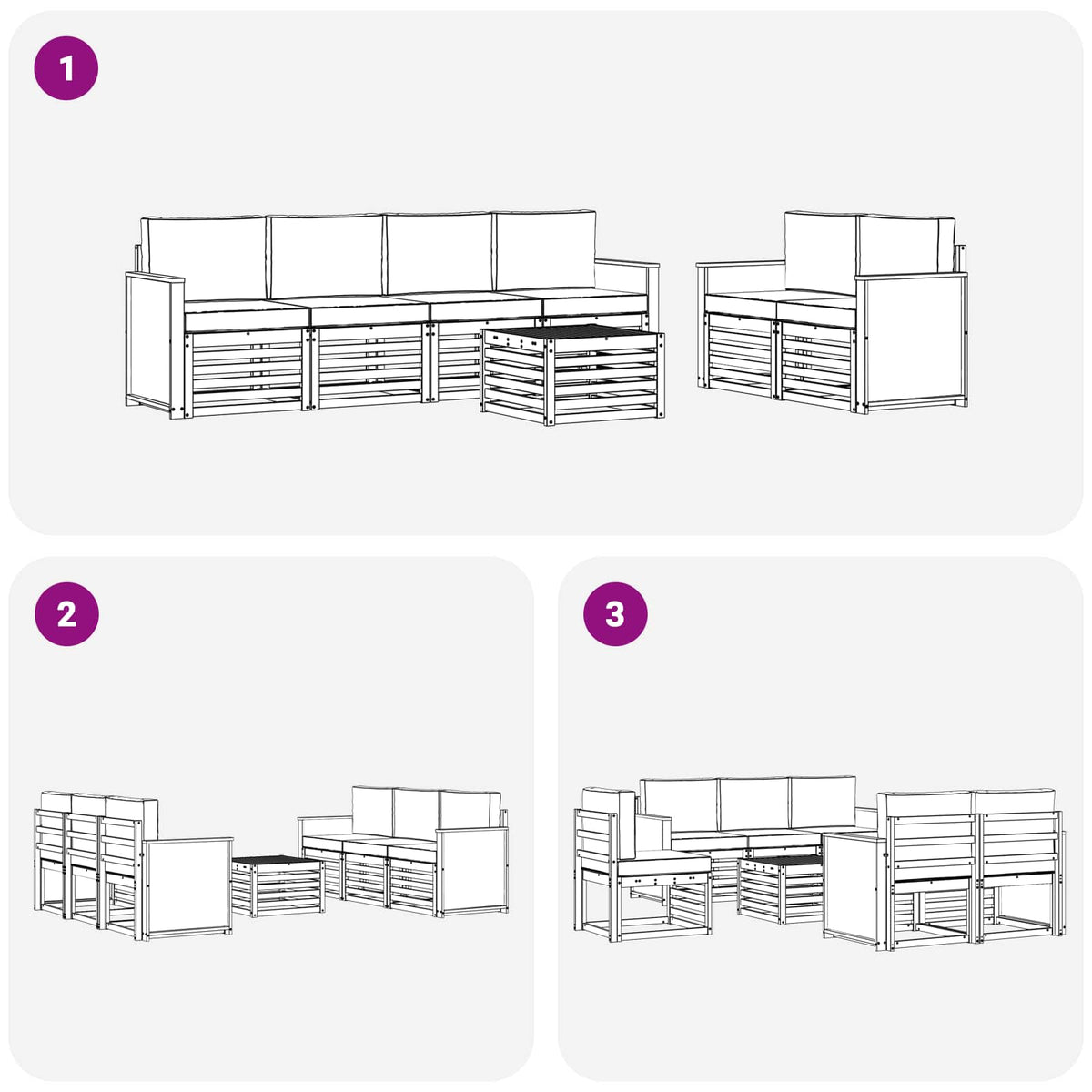 Set vanjskih sofa 7 kom. Prirodna i bež Čvrsto drvo akacije