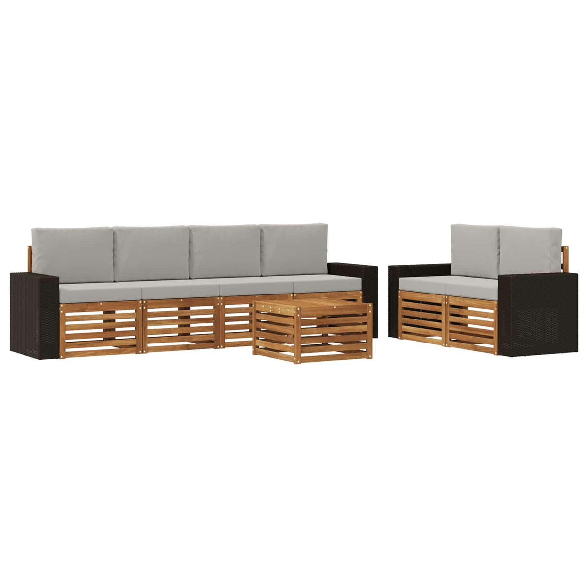 Set vanjskih sofa 7 kom. Prirodna i svjetlosiva
