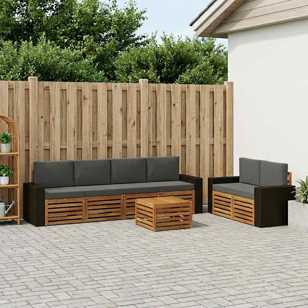 Set vanjskih sofa 7 kom. Prirodna i antracit