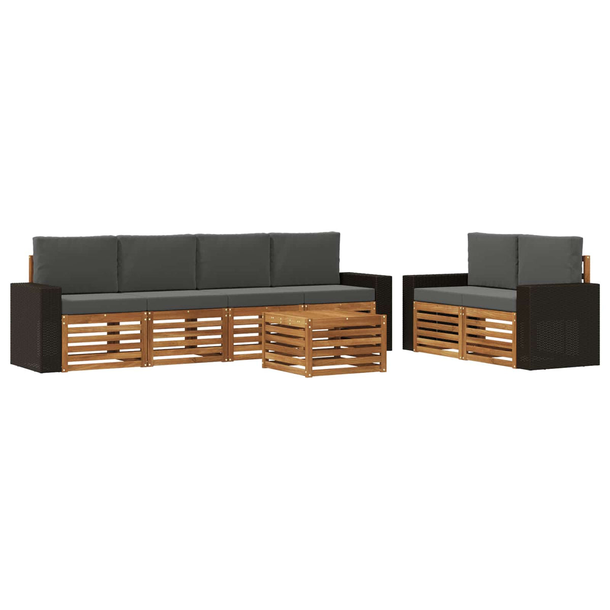 Set vanjskih sofa 7 kom. Prirodna i antracit