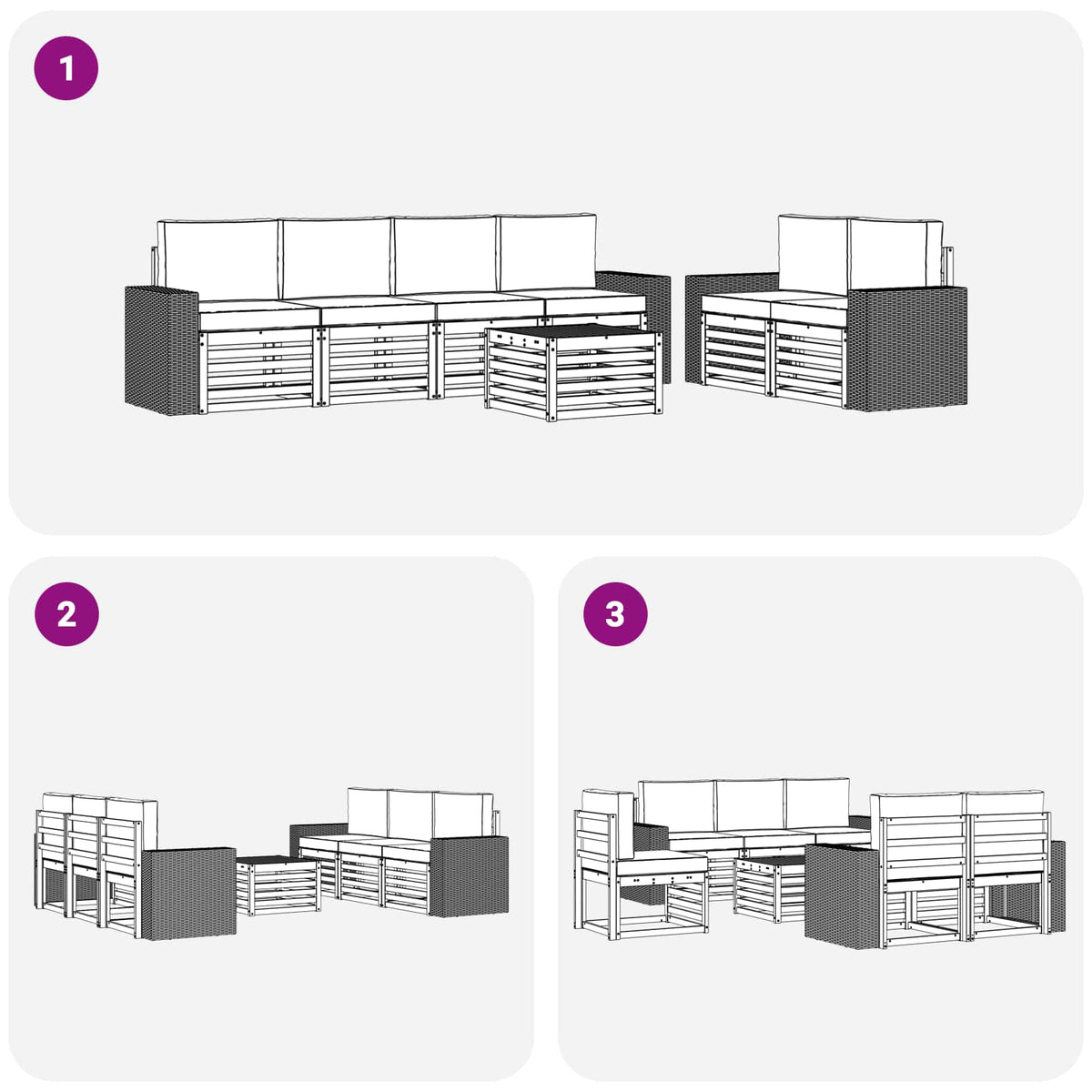 Set vanjskih sofa 7 kom. Prirodna i antracit