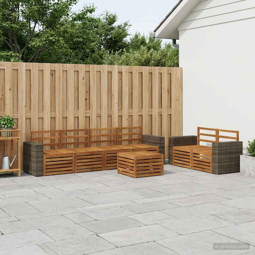 Set vanjskih sofa 7 kom. Prirodna Čvrsto drvo akacije