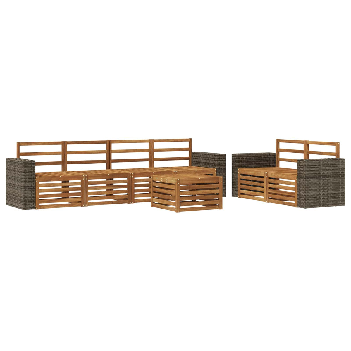 Set vanjskih sofa 7 kom. Prirodna Čvrsto drvo akacije
