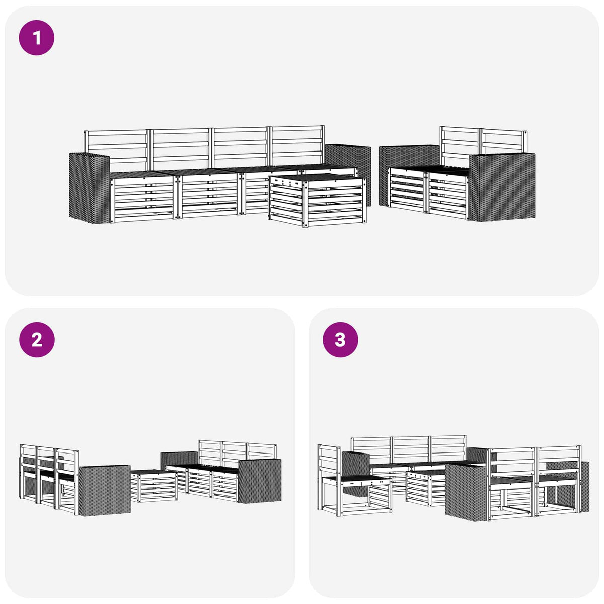 Set vanjskih sofa 7 kom. Prirodna Čvrsto drvo akacije