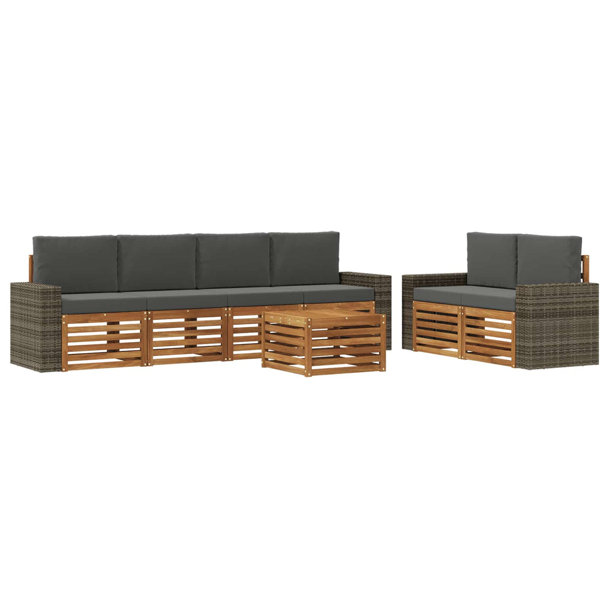 Set vanjskih sofa 7 kom. Prirodna i antracit