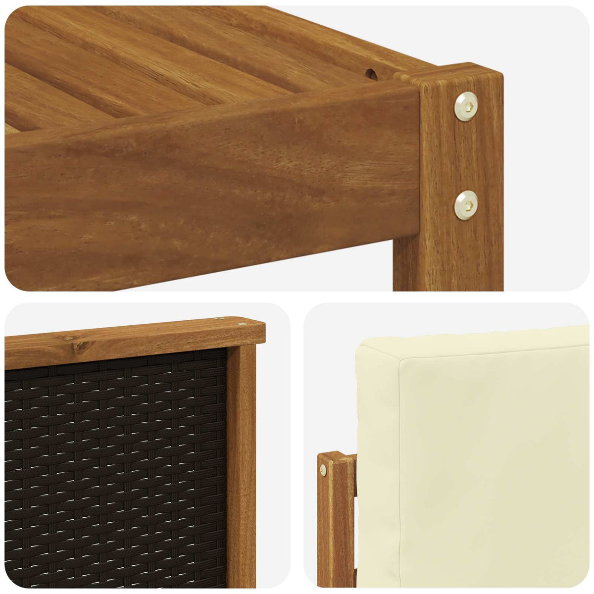 Set vanjskih sofa 7 kom. Prirodna i krem Čvrsto drvo akacije