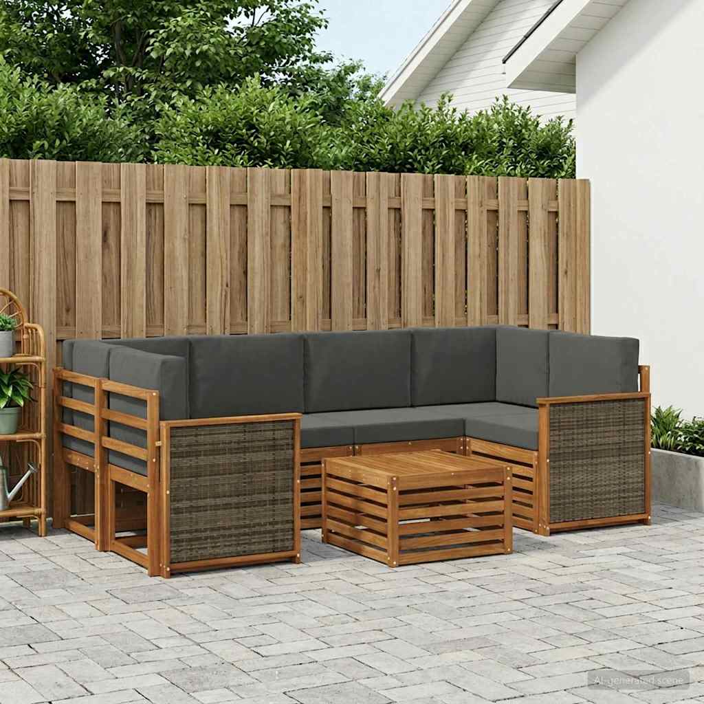 Set vanjskih sofa 7 kom. Prirodna i antracit