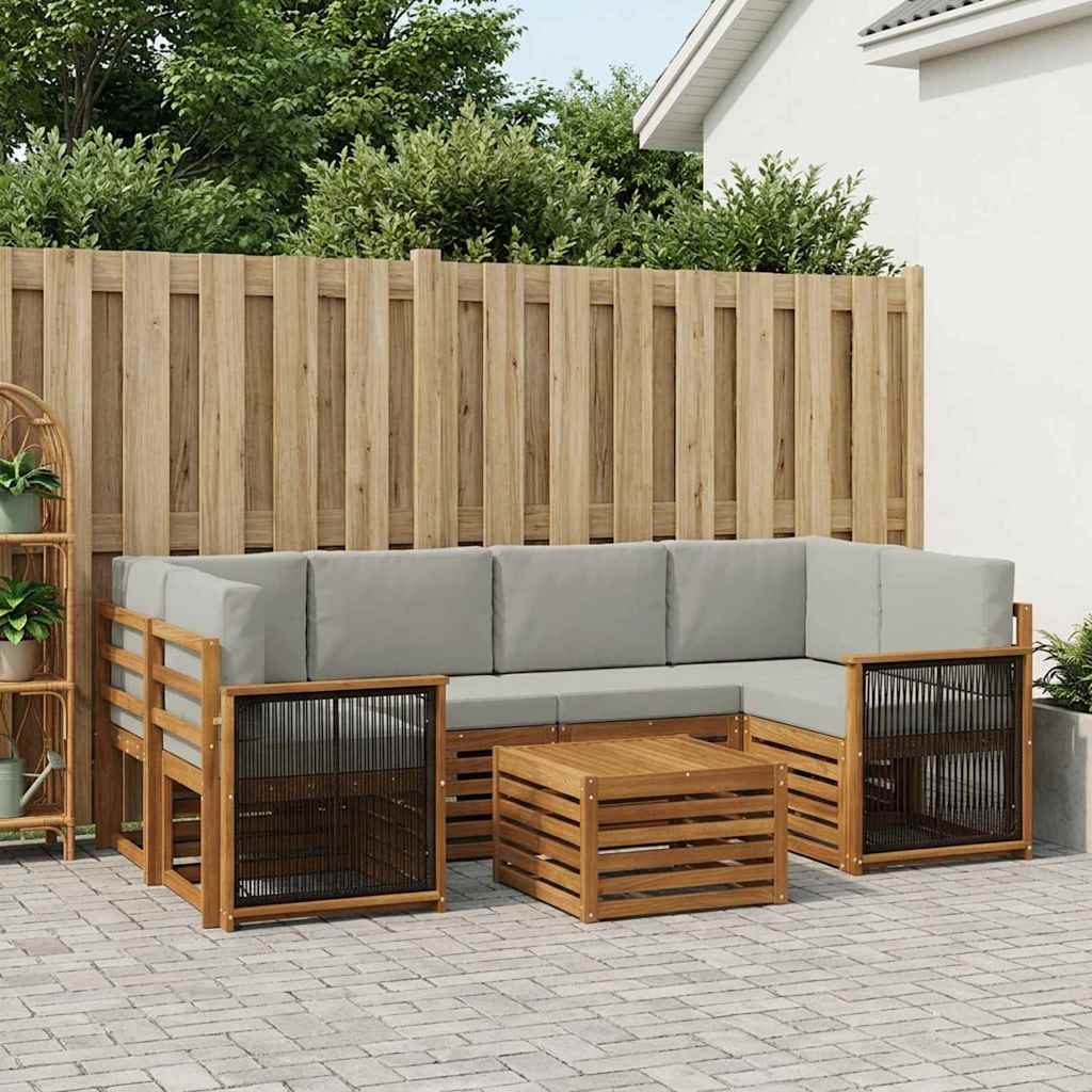 Set vanjskih sofa 7 kom. Prirodna i svjetlosiva