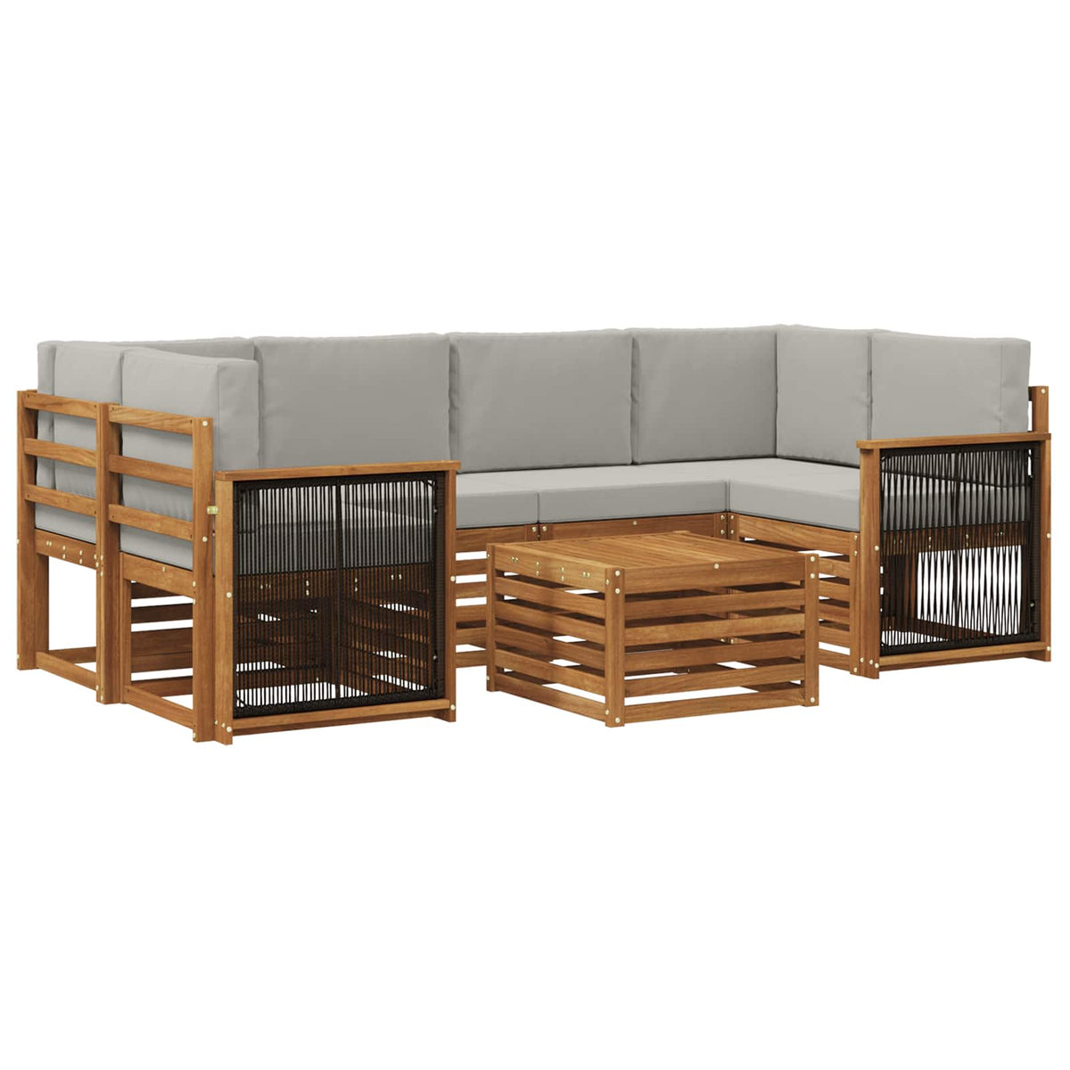 Set vanjskih sofa 7 kom. Prirodna i svjetlosiva