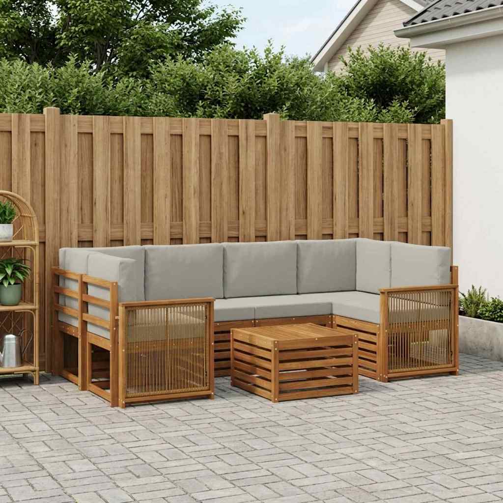 Set vanjskih sofa 7 kom. Prirodna i svjetlosiva