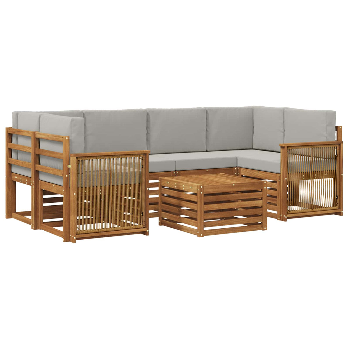 Set vanjskih sofa 7 kom. Prirodna i svjetlosiva