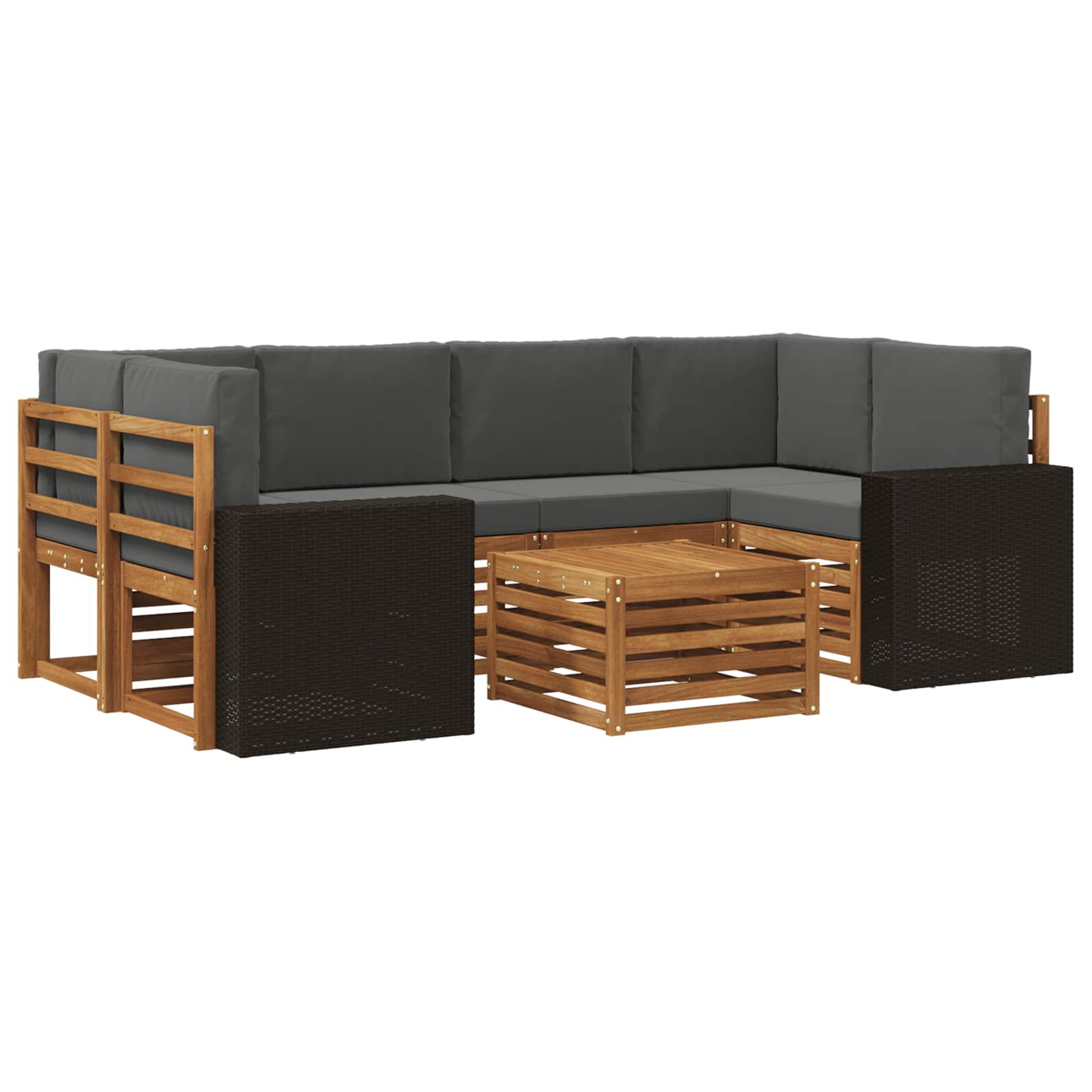 Set vanjskih sofa 7 kom. Prirodna i antracit