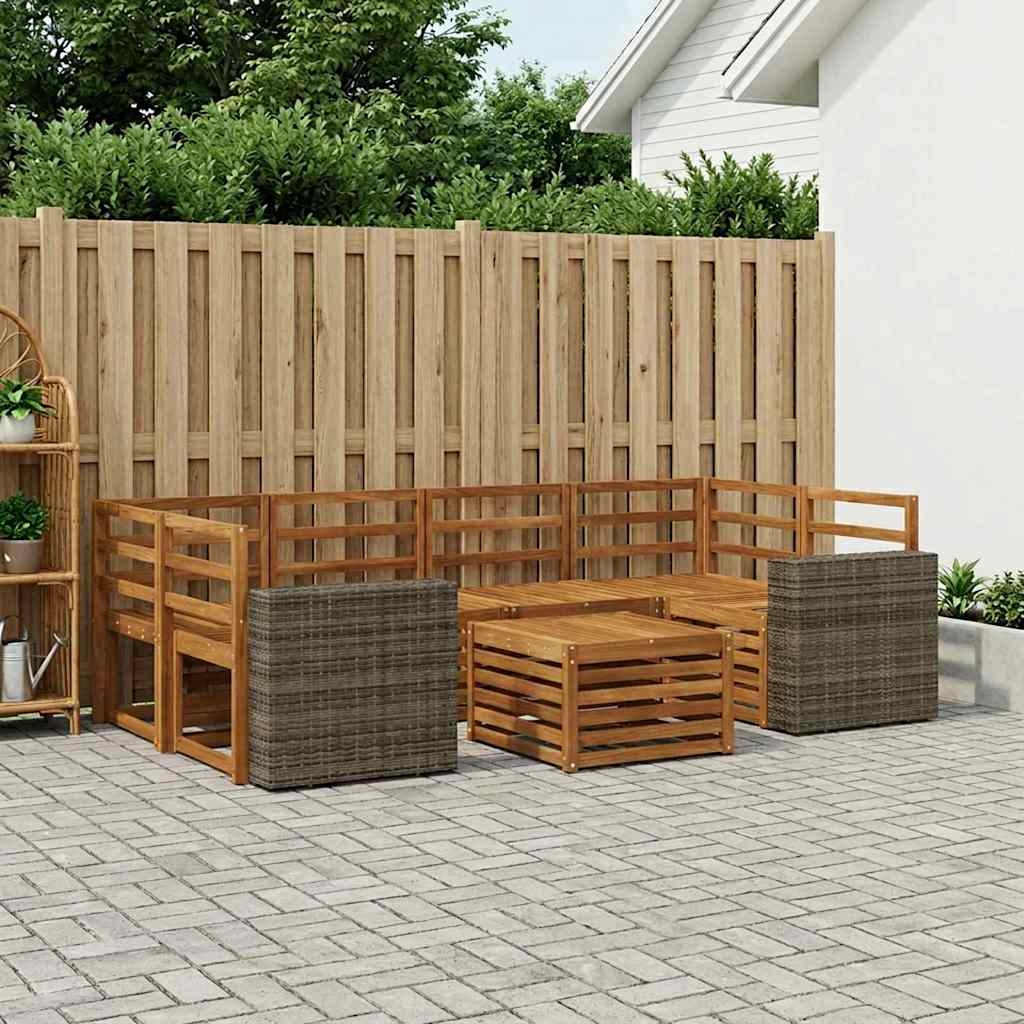Set vanjskih sofa 7 kom. Prirodna Čvrsto drvo akacije
