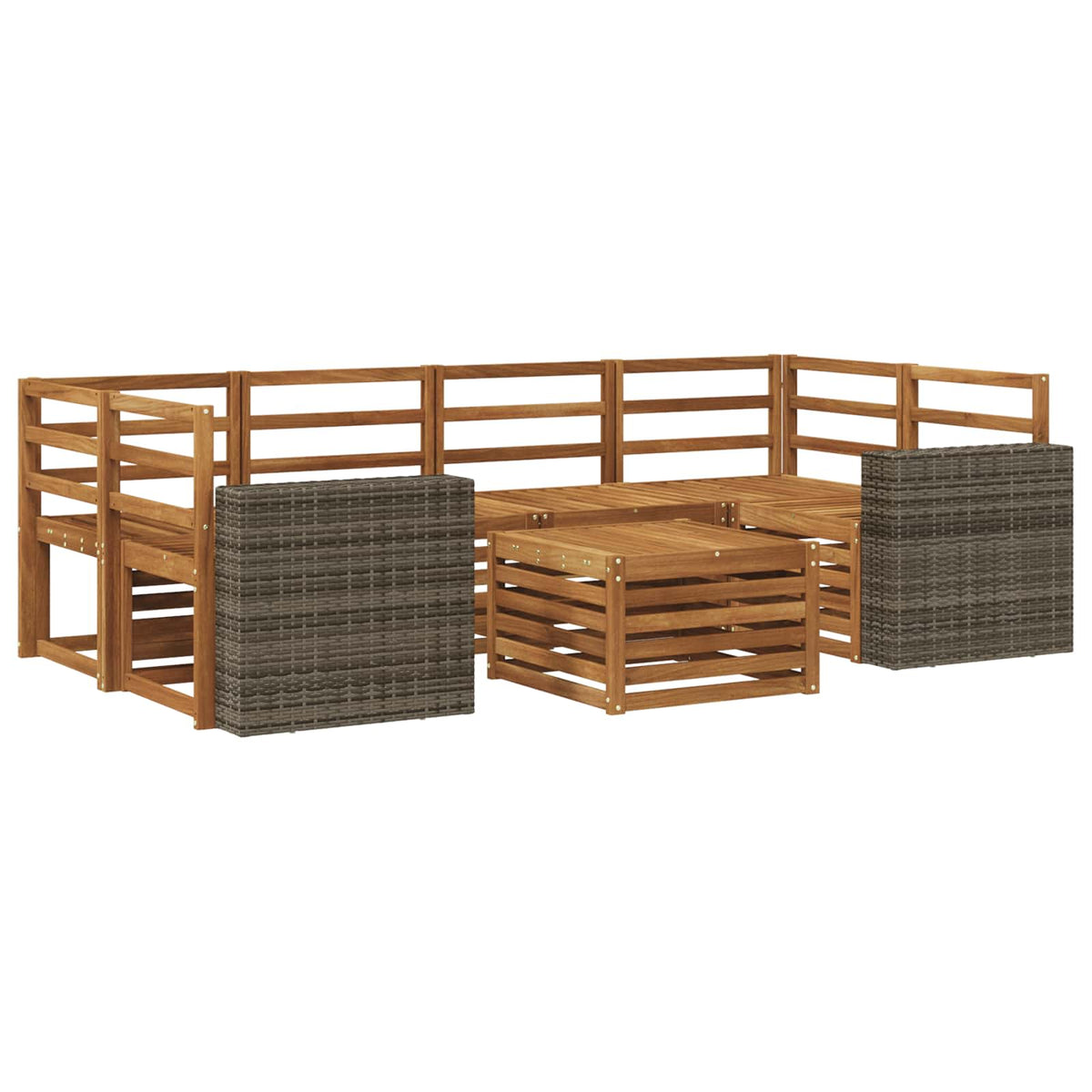 Set vanjskih sofa 7 kom. Prirodna Čvrsto drvo akacije