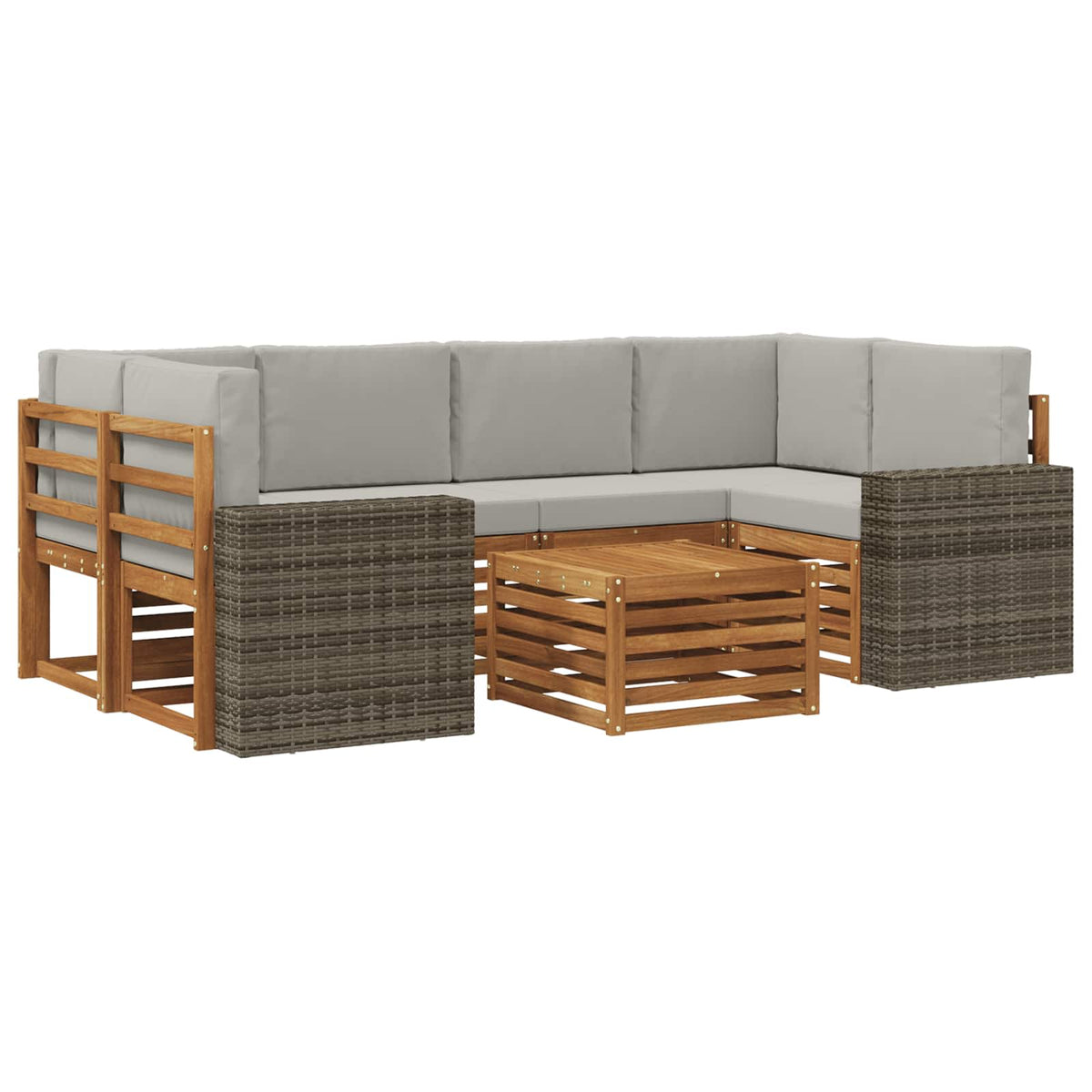 Set vanjskih sofa 7 kom. Prirodna i svjetlosiva