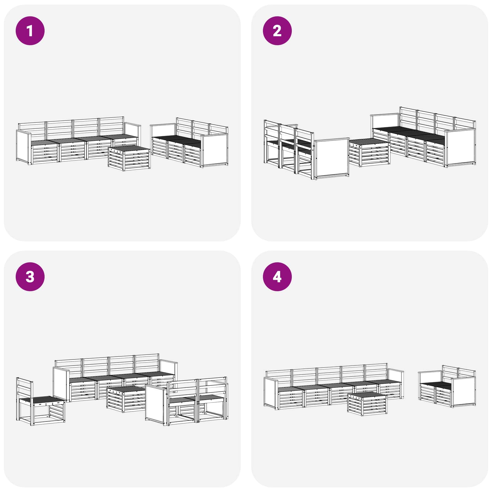 Setovi sofa 8 pcs Čvrsto drvo akacije