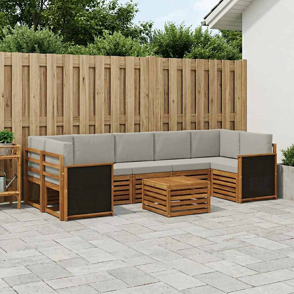 Set vanjskih sofa 8 kom. Prirodna i svjetlosiva